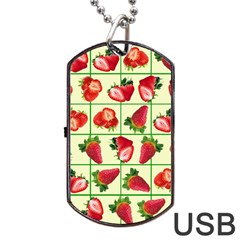 Strawberries Pattern Dog Tag Usb Flash (one Side) by SuperPatterns