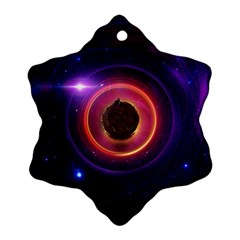 The Little Astronaut On A Tiny Fractal Planet Snowflake Ornament (two Sides) by jayaprime