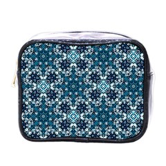 Boho Blue Fancy Tile Pattern Mini Toiletries Bags by KirstenStar