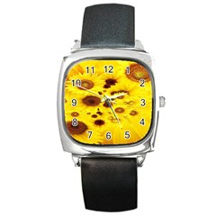 Beautiful Sunflowers Square Metal Watch