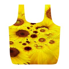 Beautiful Sunflowers Full Print Recycle Bags (l) 