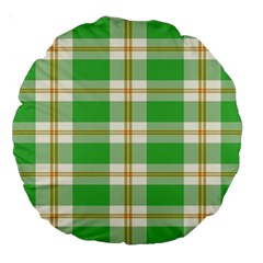 Abstract Green Plaid Large 18  Premium Round Cushions