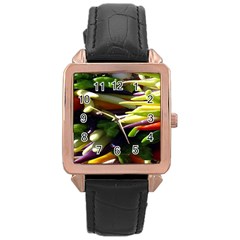 Bright Peppers Rose Gold Leather Watch 