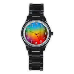Blurred Color Pixels Stainless Steel Round Watch
