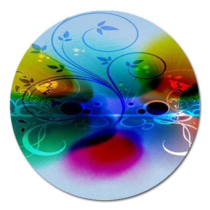 Abstract Color Plants Magnet 5  (Round)