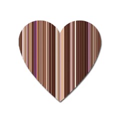 Brown Vertical Stripes Heart Magnet by BangZart