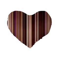 Brown Vertical Stripes Standard 16  Premium Heart Shape Cushions