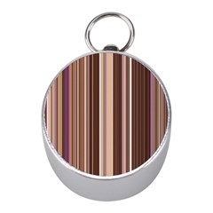 Brown Vertical Stripes Mini Silver Compasses