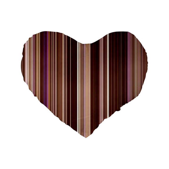 Brown Vertical Stripes Standard 16  Premium Flano Heart Shape Cushions