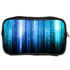 Blue Abstract Vectical Lines Toiletries Bags 2-side