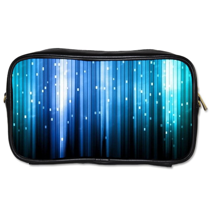 Blue Abstract Vectical Lines Toiletries Bags 2-Side