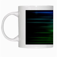 Blue And Green Lines White Mugs by BangZart