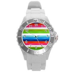 Colorful Plasticine Round Plastic Sport Watch (l) by BangZart