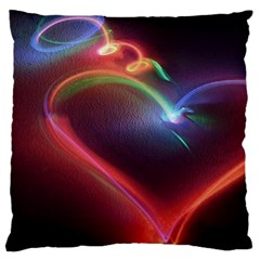 Neon Heart Large Flano Cushion Case (one Side)