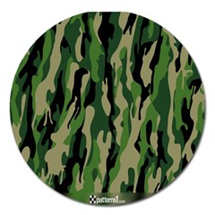 Green Military Vector Pattern Texture Magnet 5  (round) by BangZart