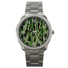 Green Military Vector Pattern Texture Sport Metal Watch