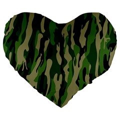 Green Military Vector Pattern Texture Large 19  Premium Flano Heart Shape Cushions