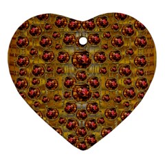 Angels In Gold And Flowers Of Paradise Rocks Heart Ornament (two Sides) by pepitasart