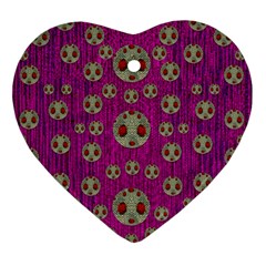 Ladybug In The Forest Of Fantasy Heart Ornament (two Sides) by pepitasart