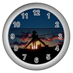 Art Sunset Anime Afternoon Wall Clocks (silver) 