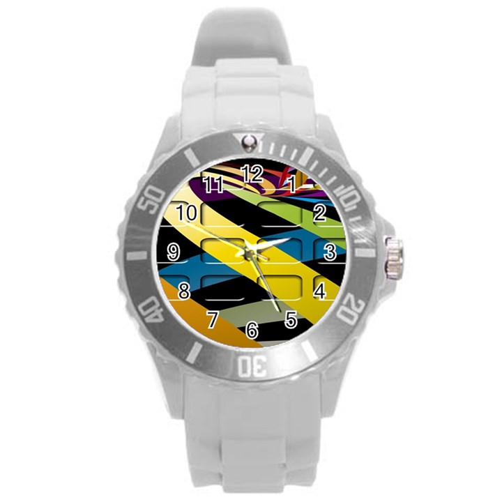 Colorful Docking Frame Round Plastic Sport Watch (L)