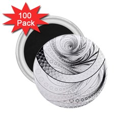 Enso, A Perfect Black And White Zen Fractal Circle 2 25  Magnets (100 Pack)  by jayaprime