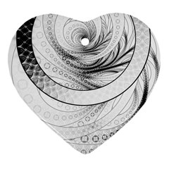 Enso, A Perfect Black And White Zen Fractal Circle Heart Ornament (two Sides)