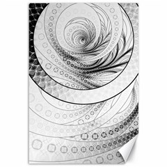 Enso, A Perfect Black And White Zen Fractal Circle Canvas 12  X 18   by jayaprime