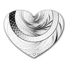 Enso, A Perfect Black And White Zen Fractal Circle Heart Mousepads by jayaprime