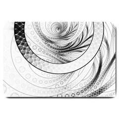 Enso, A Perfect Black And White Zen Fractal Circle Large Doormat  by jayaprime