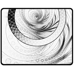 Enso, A Perfect Black And White Zen Fractal Circle Double Sided Fleece Blanket (medium)  by jayaprime