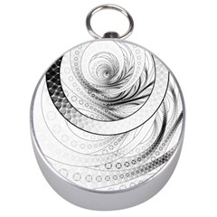 Enso, A Perfect Black And White Zen Fractal Circle Silver Compasses by jayaprime