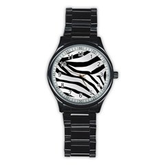 White Tiger Skin Stainless Steel Round Watch