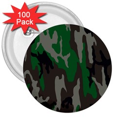 Army Green Camouflage 3  Buttons (100 Pack)  by BangZart