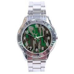 Army Green Camouflage Stainless Steel Analogue Watch