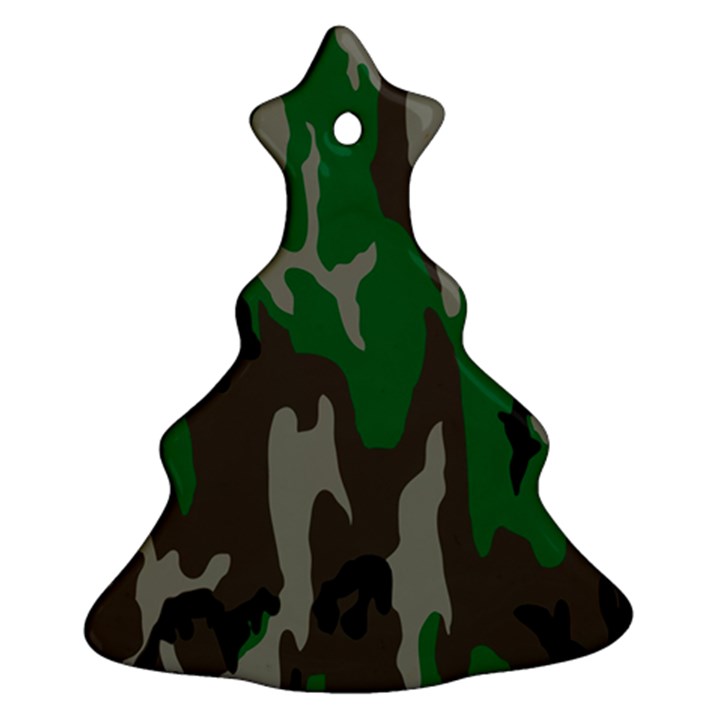 Army Green Camouflage Christmas Tree Ornament (Two Sides)
