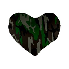 Army Green Camouflage Standard 16  Premium Flano Heart Shape Cushions