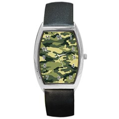 Camouflage Camo Pattern Barrel Style Metal Watch by BangZart