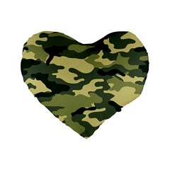 Camouflage Camo Pattern Standard 16  Premium Flano Heart Shape Cushions