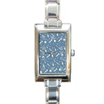 Space Rockets Pattern Rectangle Italian Charm Watch Front