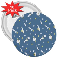 Space Rockets Pattern 3  Buttons (10 Pack)  by BangZart