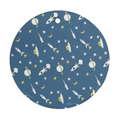 Space Rockets Pattern Round Ornament (two Sides)