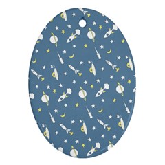 Space Rockets Pattern Oval Ornament (two Sides) by BangZart