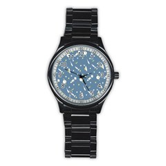 Space Rockets Pattern Stainless Steel Round Watch