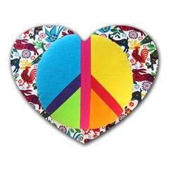 Peace Sign Animals Pattern Heart Mousepads