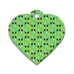 Alien Pattern Dog Tag Heart (one Side)