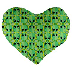 Alien Pattern Large 19  Premium Heart Shape Cushions