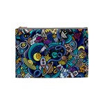 Cartoon Hand Drawn Doodles On The Subject Of Space Style Theme Seamless Pattern Vector Background Cosmetic Bag (Medium)  Front