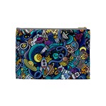 Cartoon Hand Drawn Doodles On The Subject Of Space Style Theme Seamless Pattern Vector Background Cosmetic Bag (Medium)  Back