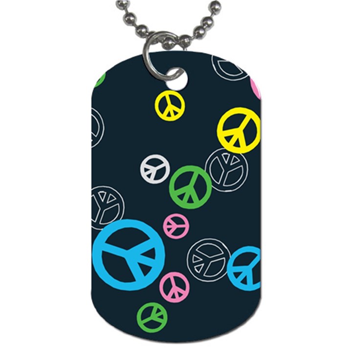 Peace & Love Pattern Dog Tag (One Side)